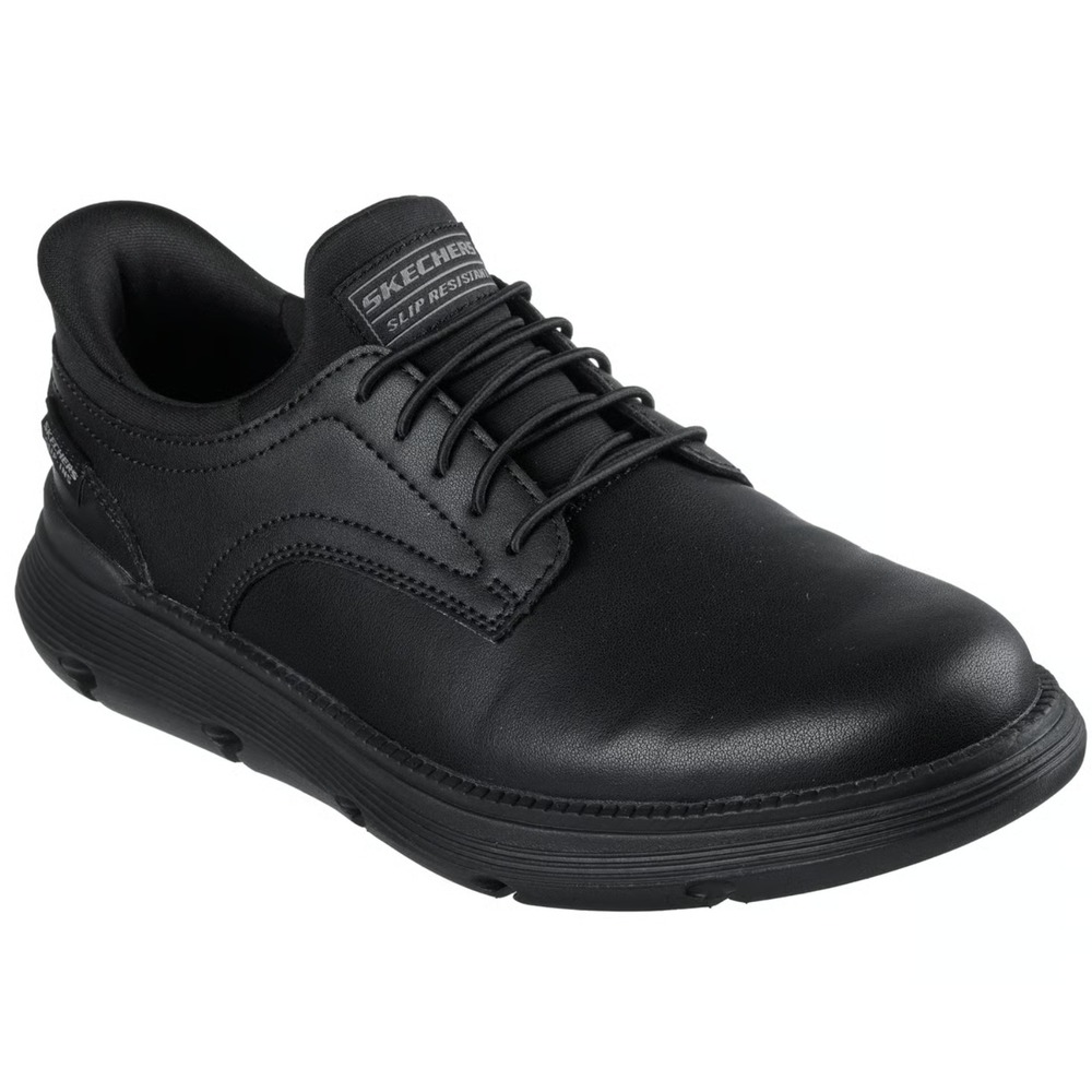 Skechers Slip-ins Work Garza Slip Resistant Black Leather Men 9.5 200310